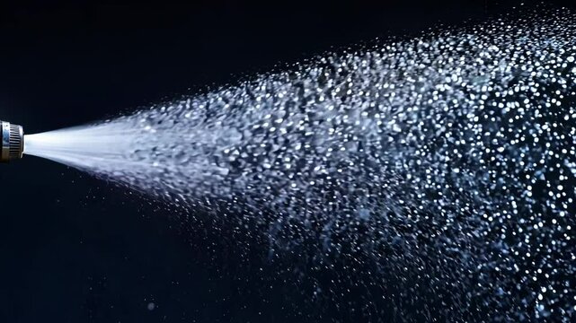 Glistening Water Spray Against Dark Background