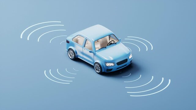 Loop animation of automobile car with automatic drive concept, 3d rendering.