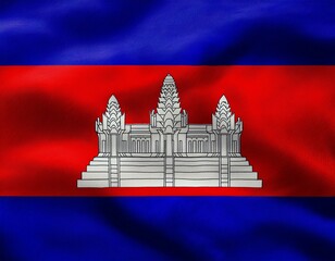 3d illustration of fluttering flag of Cambodia texture
