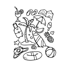 summer doodle element hand drawn sketch