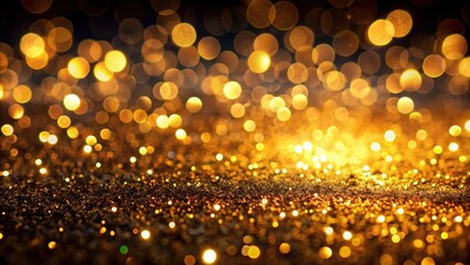 Abstract golden glitter background with bokeh effect on black backdrop, glitter, golden, abstract, background, bokeh, light