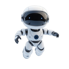 Brave Robot Flying in the Sky, 3d Illustration, Ai. Driven Creativity. Isolated on a Transparent Background. Cutout PNG.