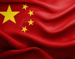 3d illustration of fluttering flag of China texture
