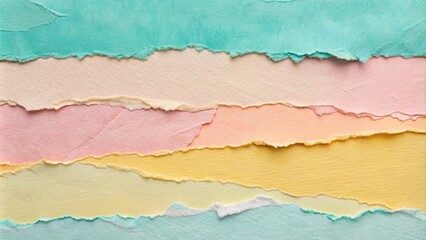Fototapeta premium Abstract collage torn paper background with pastel colors, perfect for copy space template , abstract