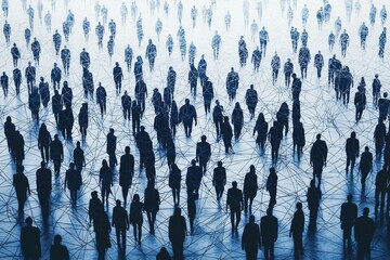Simple people shapes connected by lines created with Generative AI