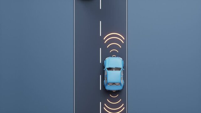 Realistic automobile car with automatic drive concept, 3d rendering.