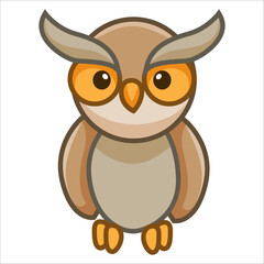Cute owl isolated on white background