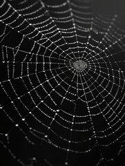 Obraz premium Dewy spiderweb closeup