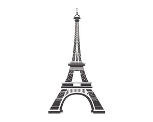 Obraz premium Eiffel Tower Silhouette: A timeless symbol of Paris and romance, the iconic Eiffel Tower stands tall in a minimalist black and white silhouette. 