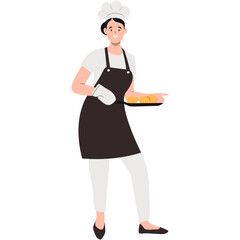 Professional Restaurant Staff Character with Smiling Expression. Vector Illustration in Flat Cartoon Style