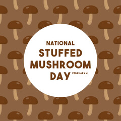National Stuffed Mushroom Day. February 4. Seamless pattern.
