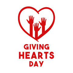 Giving Heart Day. The second Thursday in February. White background.