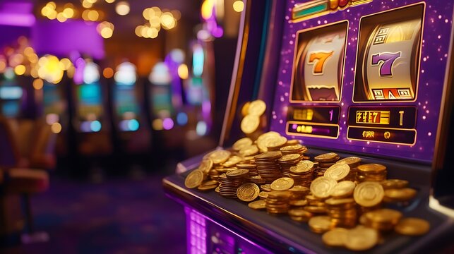 Lucky 7s Slot Machine with Falling Coins
