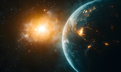 Obraz premium graphics of space, planets, and astronauts on a white background.