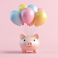 Piggy bank. Money and wealth. Celebration, financially success and happiness.