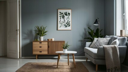 modern living room with table