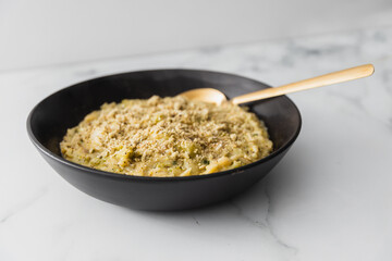 creamy risoni pasta with blended broccoli sauce