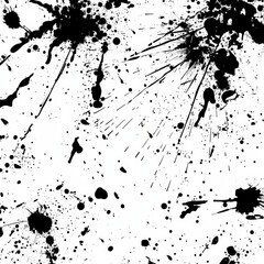 Black ink splatters on white