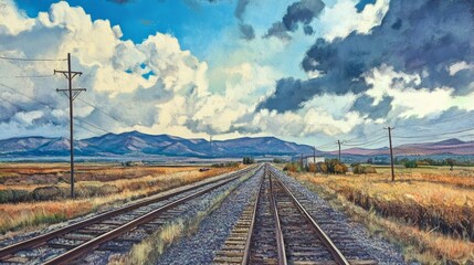 Fototapeta premium Landscape with railway