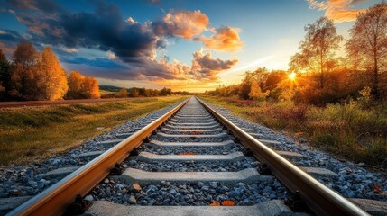 Obraz premium Train tracks in a landscape