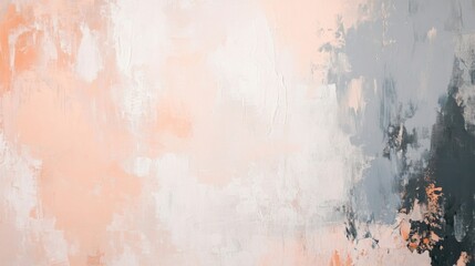Obraz premium Abstract Painting with Brushstrokes in Muted Peach and Gray Tones