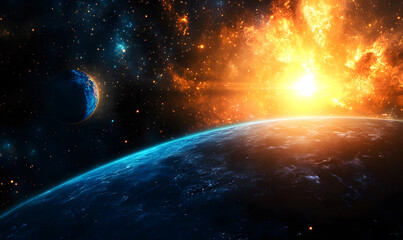 Fototapeta premium graphics of space, planets, and astronauts on a white background.