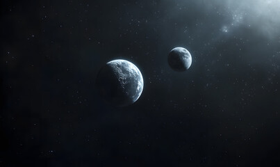 Fototapeta premium graphics of space, planets, and astronauts on a white background.