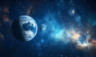 Fototapeta premium graphics of space, planets, and astronauts on a white background.