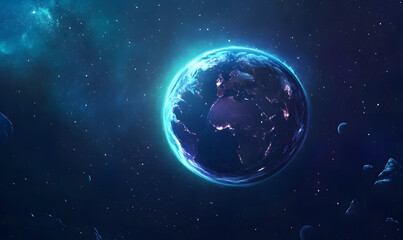 Obraz premium graphics of space, planets, and astronauts on a white background.