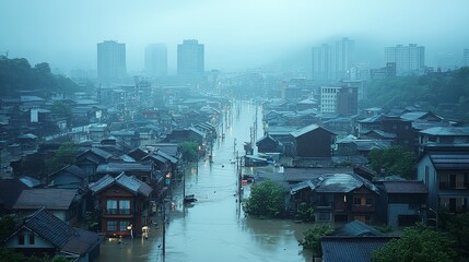 Flooded City Street After Rainstorm