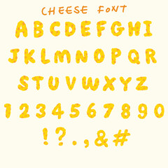 vector alphabet set of cheese font