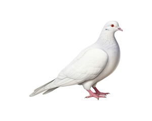 Obraz premium photo of a full body white dove symbolizing peace and purity, suitable for wedding invitations, nature blogs, and spiritual designs