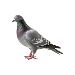 Grey pigeon on a white background. Perfect for nature or animal-related designs in need of a simple yet striking image