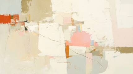 Abstract Oil Painting with Muted Pinks, Reds, and Greys, Featuring Soft Brush Strokes and Blurred Edges, Modern Art Style on Canvas