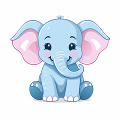 Obraz premium Elephant Cute Small Cartoon Baby Animal Character 