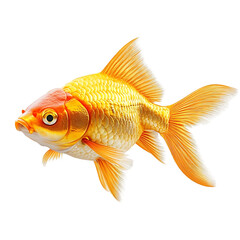 A Golden Fish Swims with a Transparent Background, A Striking Image of Aquatic Life