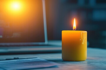 A conceptual image of a candle burning at both ends on a desk, symbolizing the relentless pace and exhaustion of work burnout