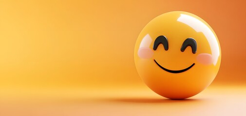 Fototapeta premium A cheerful smiley face against a warm orange background, radiating positivity and happiness, perfect for joyful themes.