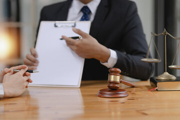 Lawyer meeting in office, Lawyer contract and agreement concept.
