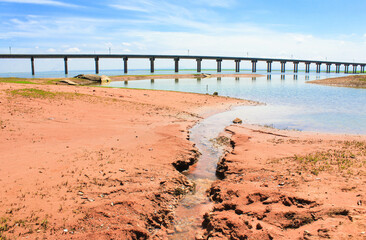 Scenery of the bridge over the natural river.