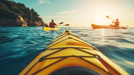Obraz premium Kayaking Adventure at Sunset