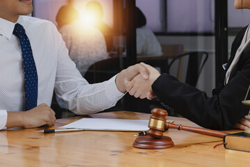 Law and justice concept, Professional lawyers working at a law office, contract agreements.