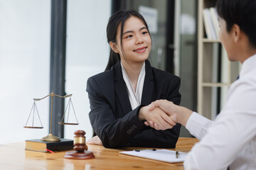Law and justice concept, Professional lawyers working at a law office, contract agreements.