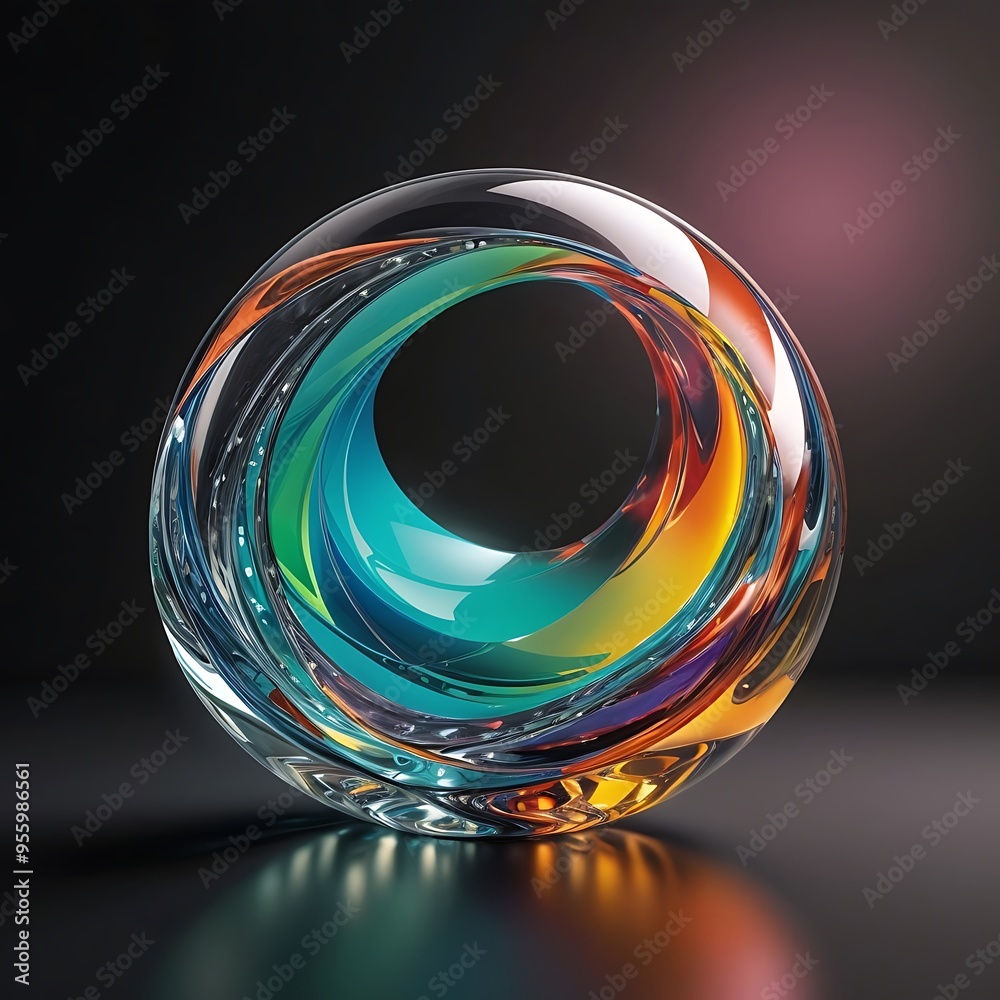 Wall mural abstract glass shape, 3d render