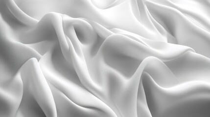 Fototapeta premium Elegant white satin silk with waves, abstract background.