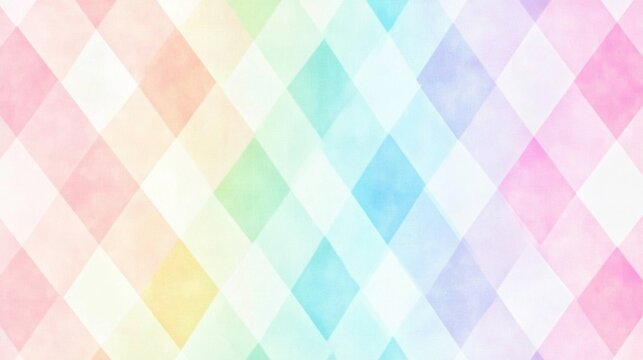Fototapeta Cute Pastel Gingham Seamless Pattern Background with Soft Rainbow Colors and Copy Space Area for Dreamy Wallpaper Design
