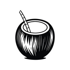 Minimalist Coconut Half Icon. Perfect for Graphic and Web Design
