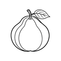 Clean and Simple Quince Line Icon. Isolated Whole Fruit
