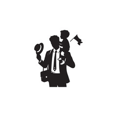 FATHER AND CHILDERN , FATHER AND SON SILHOUETTE, FATHER DAY SILHOUETE VECTOR EPS 10