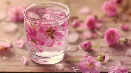 Drink delightful pink flower water to stay hydrated